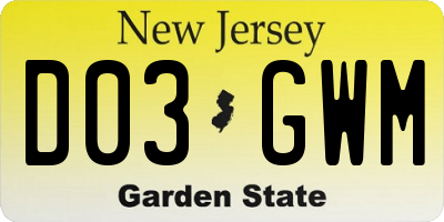 NJ license plate D03GWM