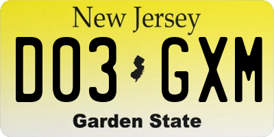 NJ license plate D03GXM