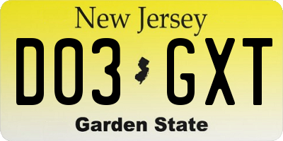 NJ license plate D03GXT