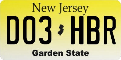 NJ license plate D03HBR