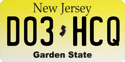 NJ license plate D03HCQ