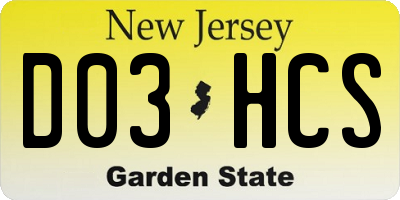 NJ license plate D03HCS
