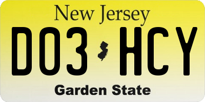 NJ license plate D03HCY
