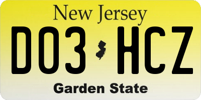 NJ license plate D03HCZ