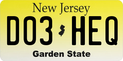 NJ license plate D03HEQ