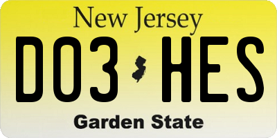 NJ license plate D03HES