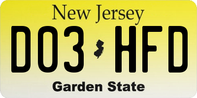 NJ license plate D03HFD