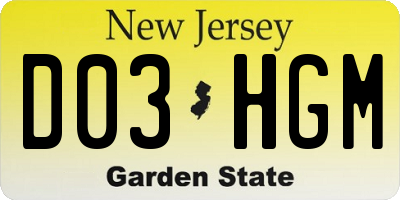 NJ license plate D03HGM