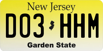 NJ license plate D03HHM