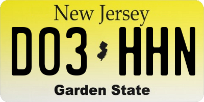 NJ license plate D03HHN