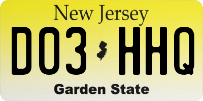 NJ license plate D03HHQ