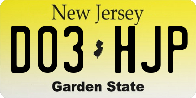 NJ license plate D03HJP
