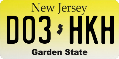NJ license plate D03HKH