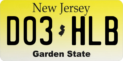 NJ license plate D03HLB