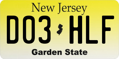 NJ license plate D03HLF