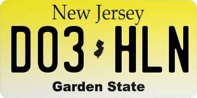 NJ license plate D03HLN