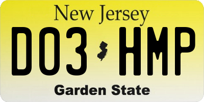 NJ license plate D03HMP