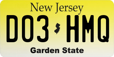 NJ license plate D03HMQ