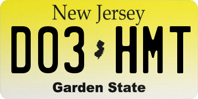 NJ license plate D03HMT