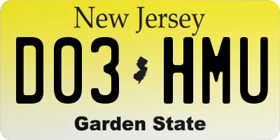 NJ license plate D03HMU