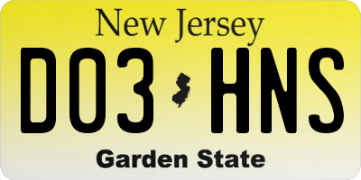 NJ license plate D03HNS