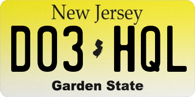 NJ license plate D03HQL