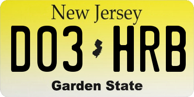 NJ license plate D03HRB