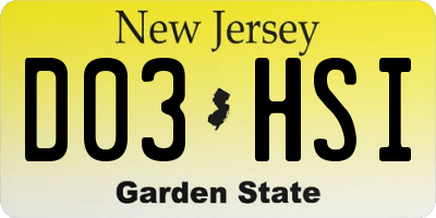 NJ license plate D03HSI