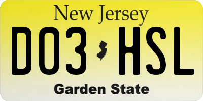 NJ license plate D03HSL