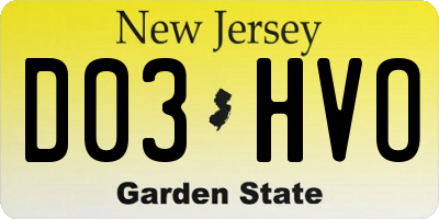 NJ license plate D03HVO