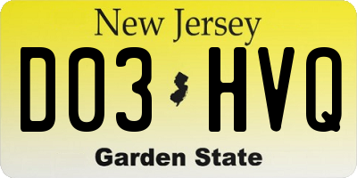 NJ license plate D03HVQ