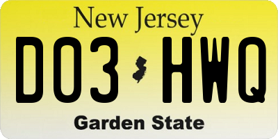 NJ license plate D03HWQ