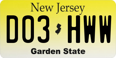 NJ license plate D03HWW