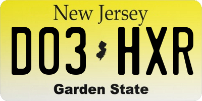 NJ license plate D03HXR