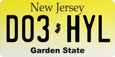 NJ license plate D03HYL