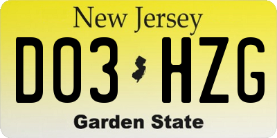 NJ license plate D03HZG