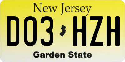 NJ license plate D03HZH