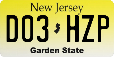 NJ license plate D03HZP