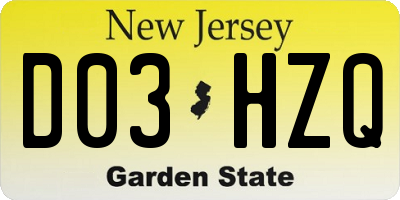 NJ license plate D03HZQ