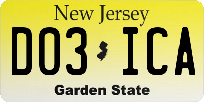 NJ license plate D03ICA