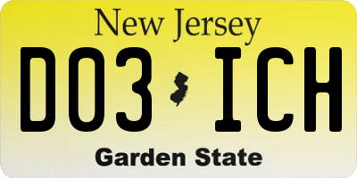 NJ license plate D03ICH