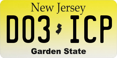 NJ license plate D03ICP