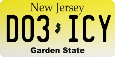 NJ license plate D03ICY