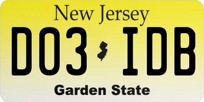 NJ license plate D03IDB