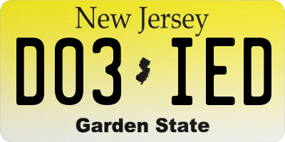 NJ license plate D03IED