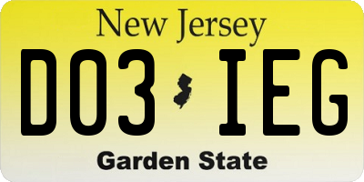 NJ license plate D03IEG
