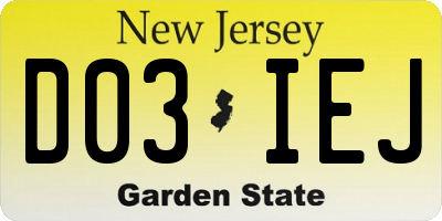 NJ license plate D03IEJ