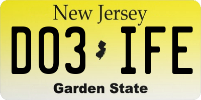 NJ license plate D03IFE