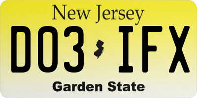 NJ license plate D03IFX