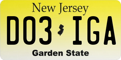 NJ license plate D03IGA